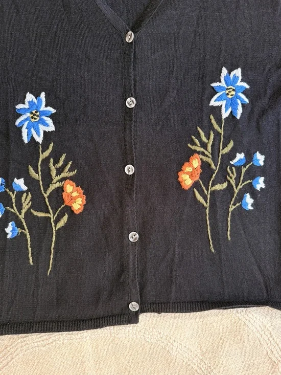 jonathan martin Black Floral Embroidered Button Cardigan - Picture 4 of 5